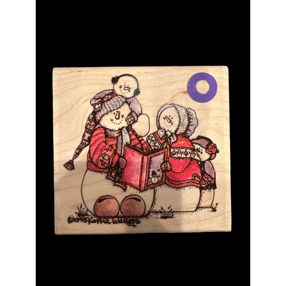 Snowman Family Wooden Stamp 3”X3”, 1995 Katie Walters, Christmas‎ Winter Stamps